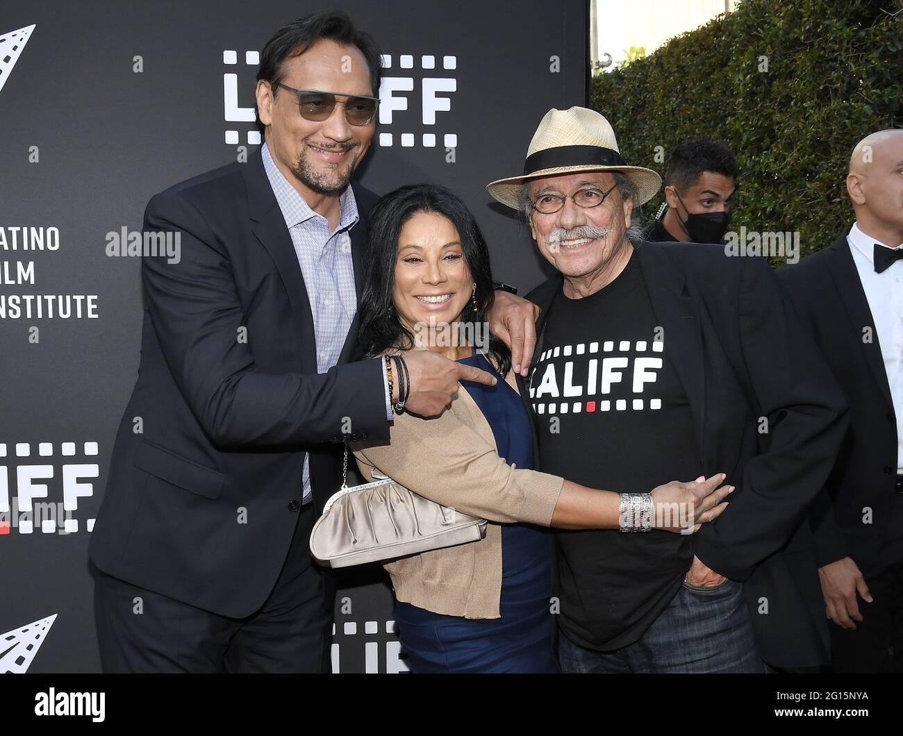 Los Angeles, USA. 04th June, 2021. (L-R) Jimmy Smits, Wanda De Jesus and Edward James Olmos arrives at the 2021 Los Angeles Latino International Film Festival - IN THE HEIGHTS Special Preview Screening held at the TCL Chinese Theatre in Hollywood, CA on Friday, ?June 4, 2021. (Photo By Sthanlee B. Mirador/Sipa USA) Credit: Sipa USA/Alamy Live News Stock Photo