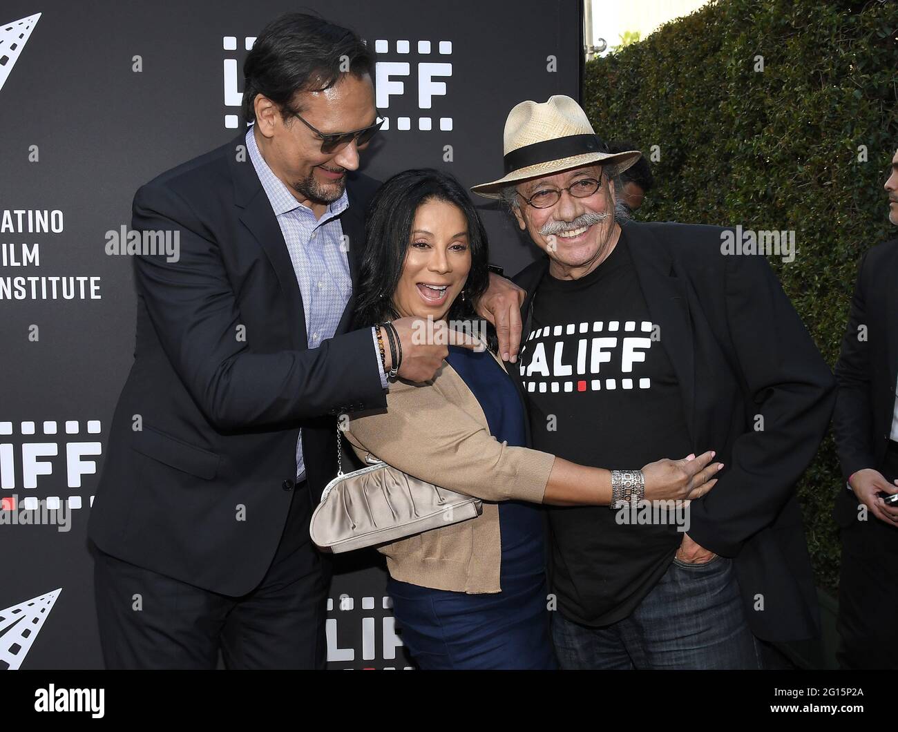 Los Angeles, USA. 04th June, 2021. (L-R) Jimmy Smits, Wanda De Jesus and Edward James Olmos arrives at the 2021 Los Angeles Latino International Film Festival - IN THE HEIGHTS Special Preview Screening held at the TCL Chinese Theatre in Hollywood, CA on Friday, ?June 4, 2021. (Photo By Sthanlee B. Mirador/Sipa USA) Credit: Sipa USA/Alamy Live News Stock Photo