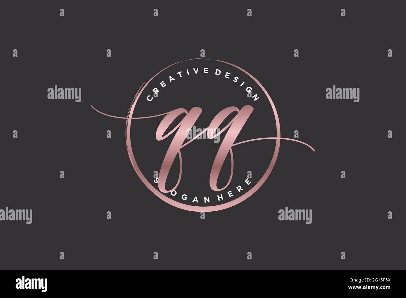 QQ handwriting logo with circle template vector signature, wedding ...