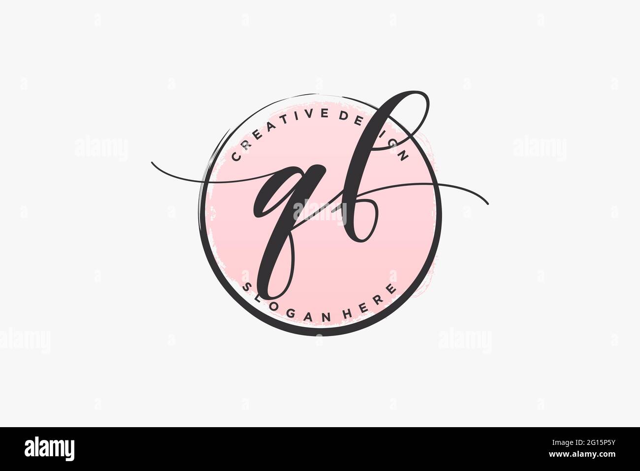 QF handwriting logo with circle template vector signature, wedding ...