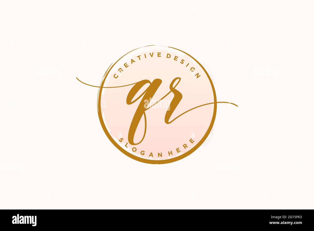 QR handwriting logo with circle template vector signature, wedding ...