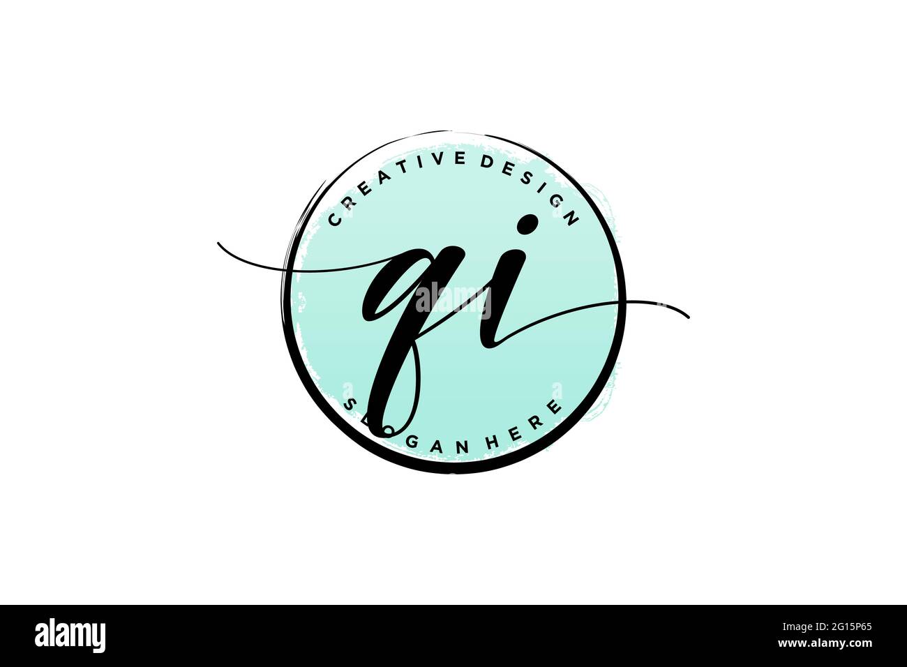 QI handwriting logo with circle template vector signature, wedding ...