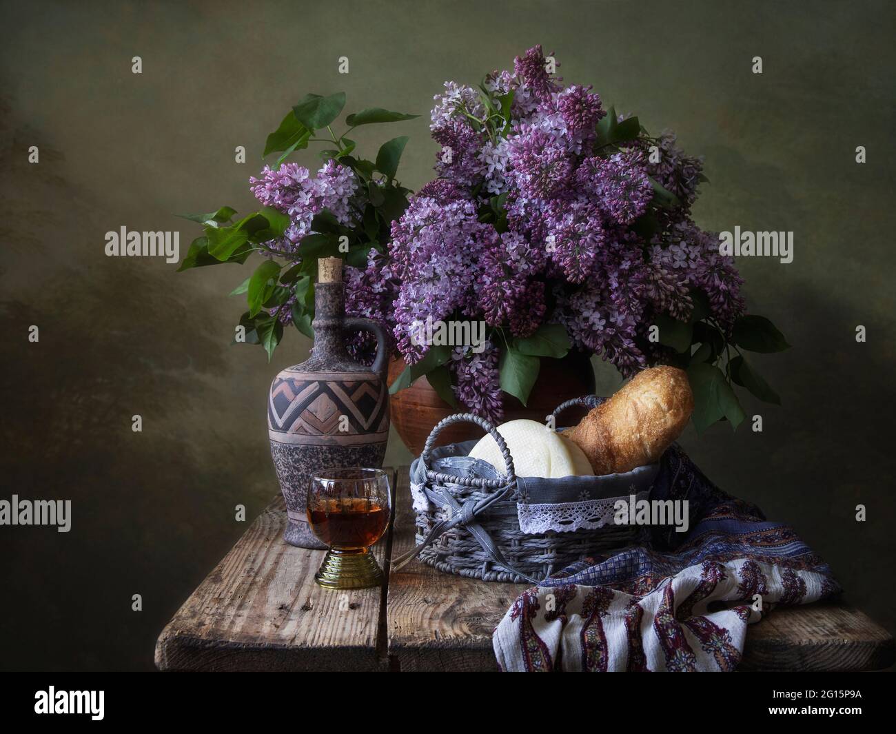 Floral still life with lilac bouquet Stock Photo - Alamy