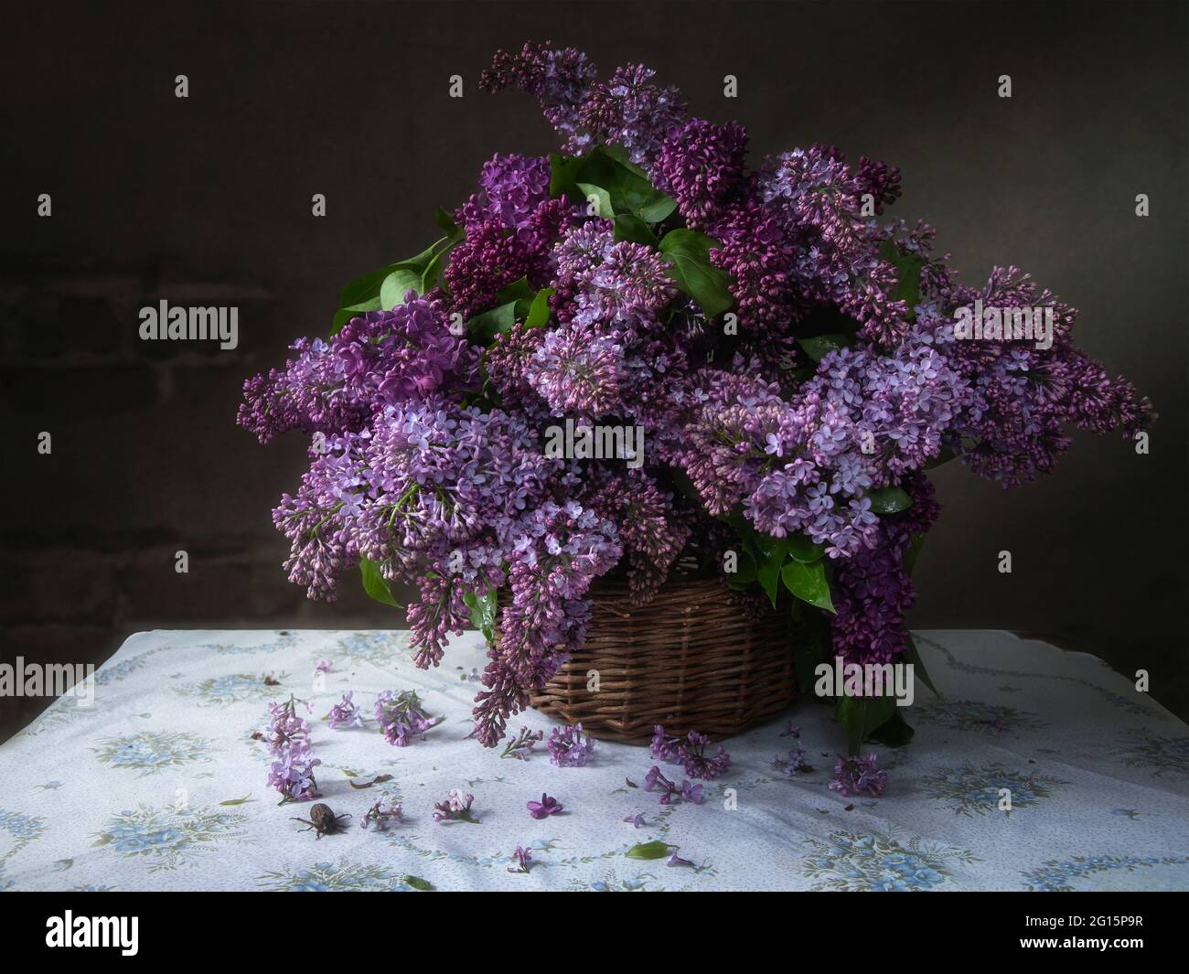 Floral still life with lilac bouquet Stock Photo - Alamy