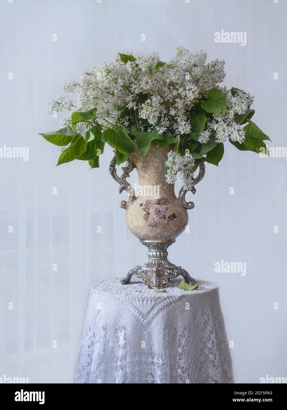 Floral still life with lilac bouquet Stock Photo - Alamy