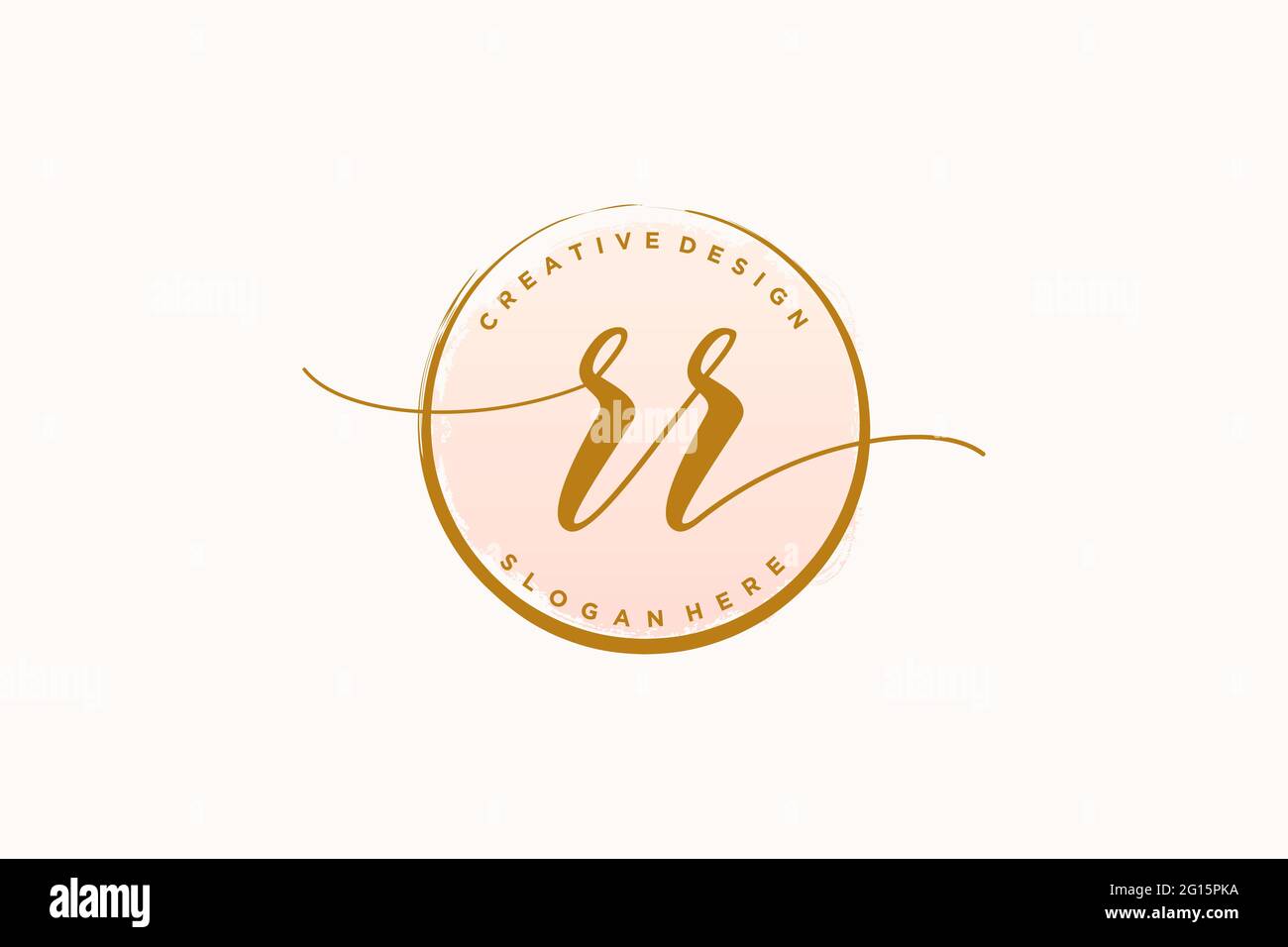 RR handwriting logo with circle template vector signature, wedding ...