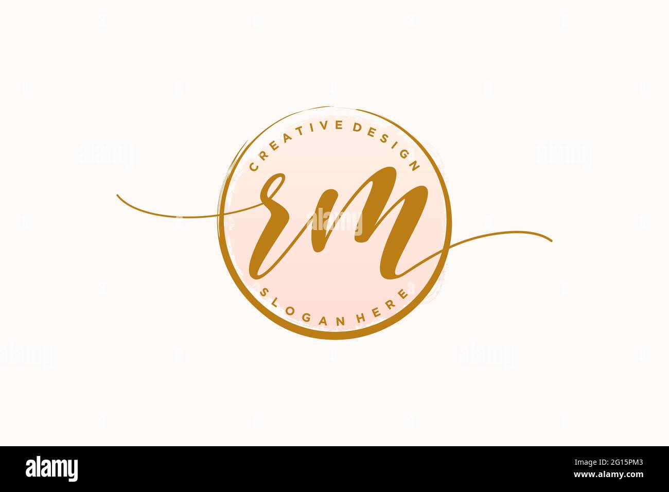 RM handwriting logo with circle template vector signature, wedding, fashion, floral and botanical with creative template. Stock Vector