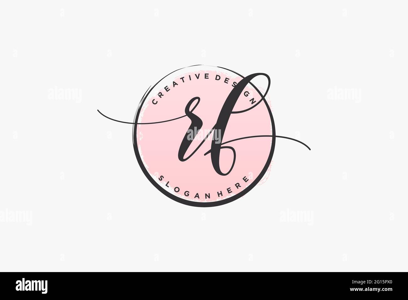RF handwriting logo with circle template vector signature, wedding, fashion, floral and botanical with creative template. Stock Vector