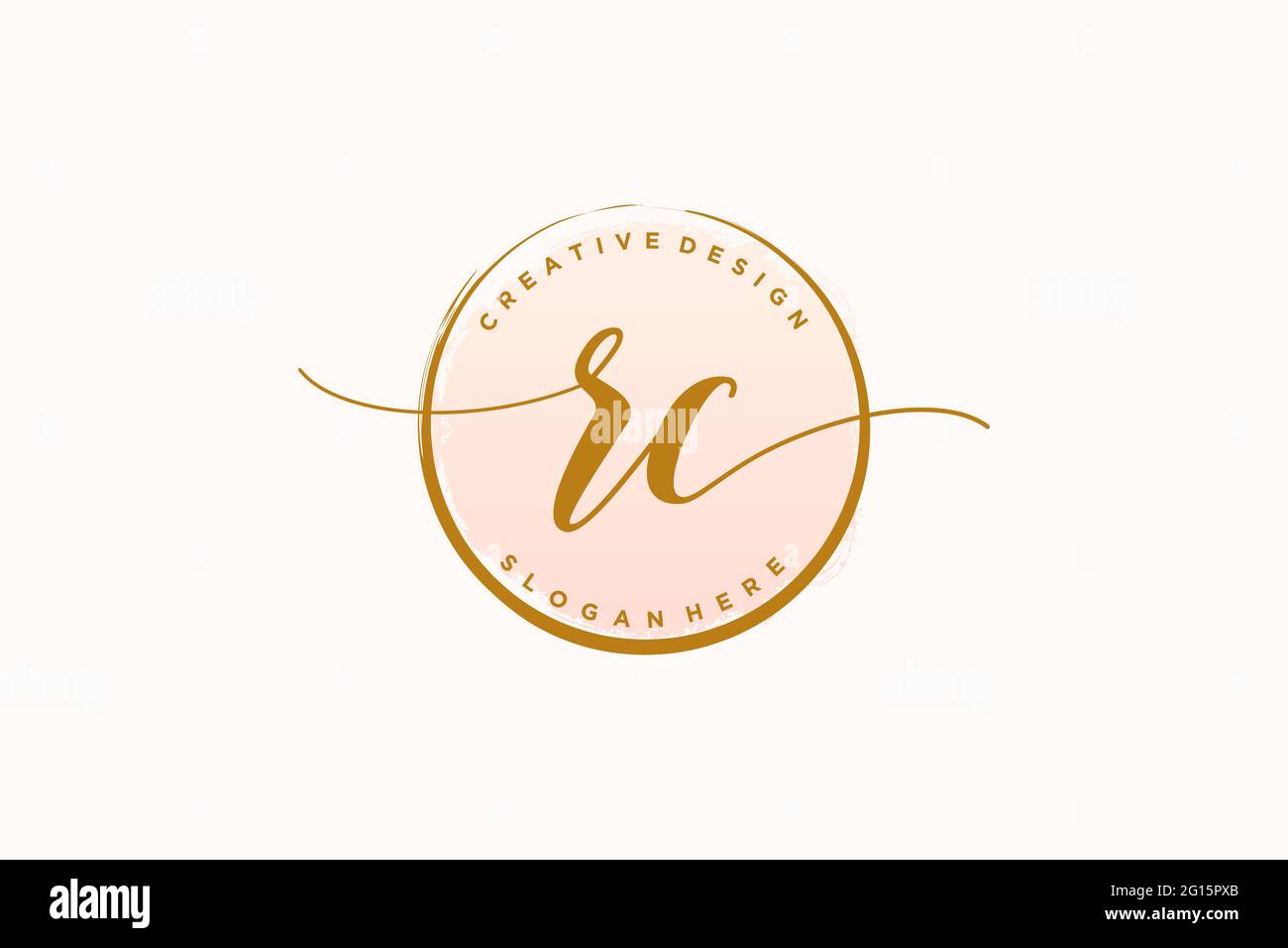 RC handwriting logo with circle template vector signature, wedding ...