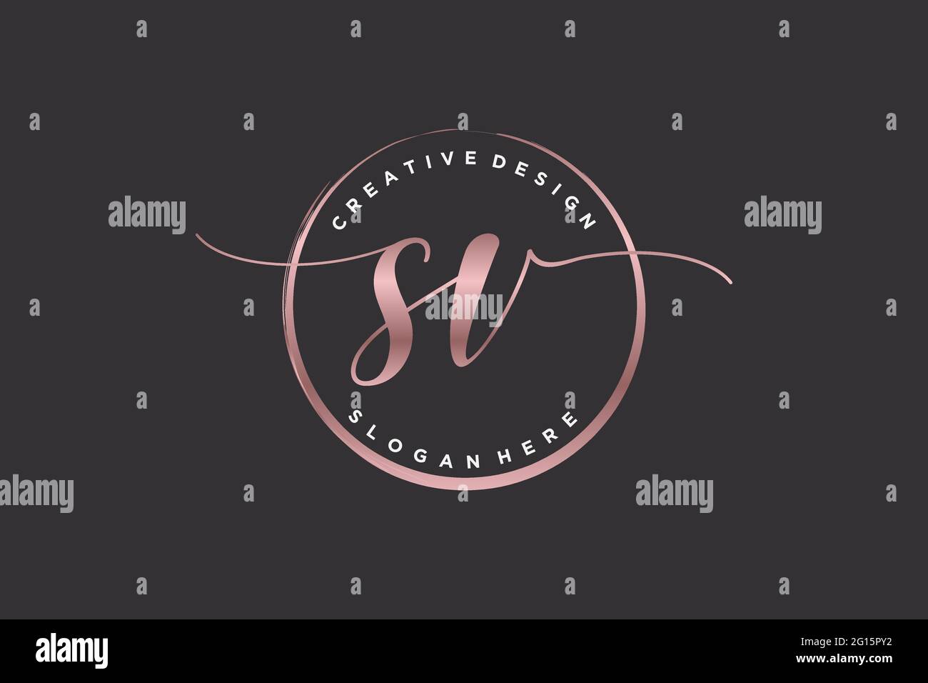SV handwriting logo with circle template vector signature, wedding, fashion, floral and botanical with creative template. Stock Vector