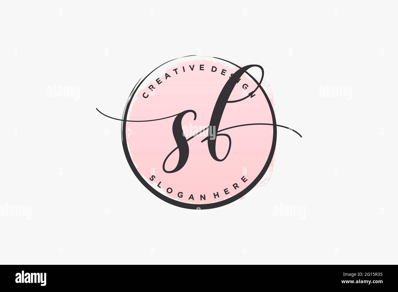 SF handwriting logo with circle template vector signature, wedding ...
