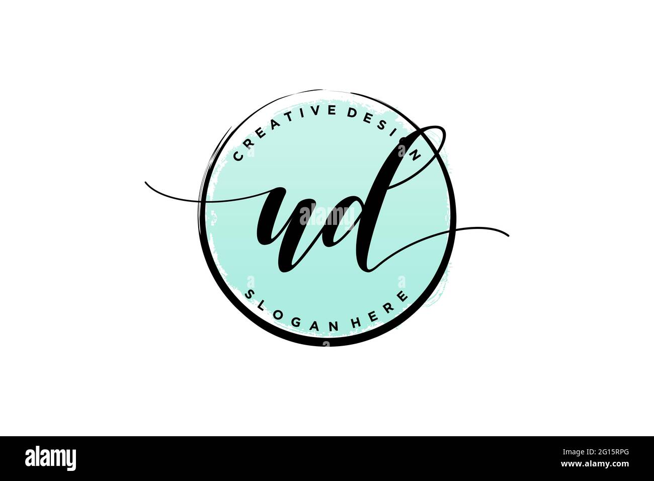 UD handwriting logo with circle template vector signature, wedding, fashion, floral and botanical with creative template. Stock Vector