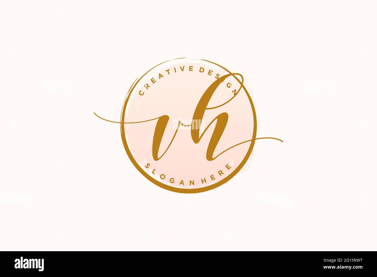 VH handwriting logo with circle template vector signature, wedding ...