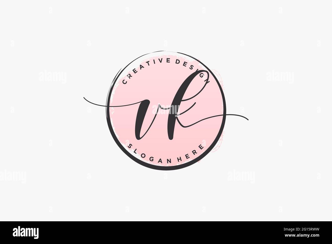 VK handwriting logo with circle template vector signature, wedding ...