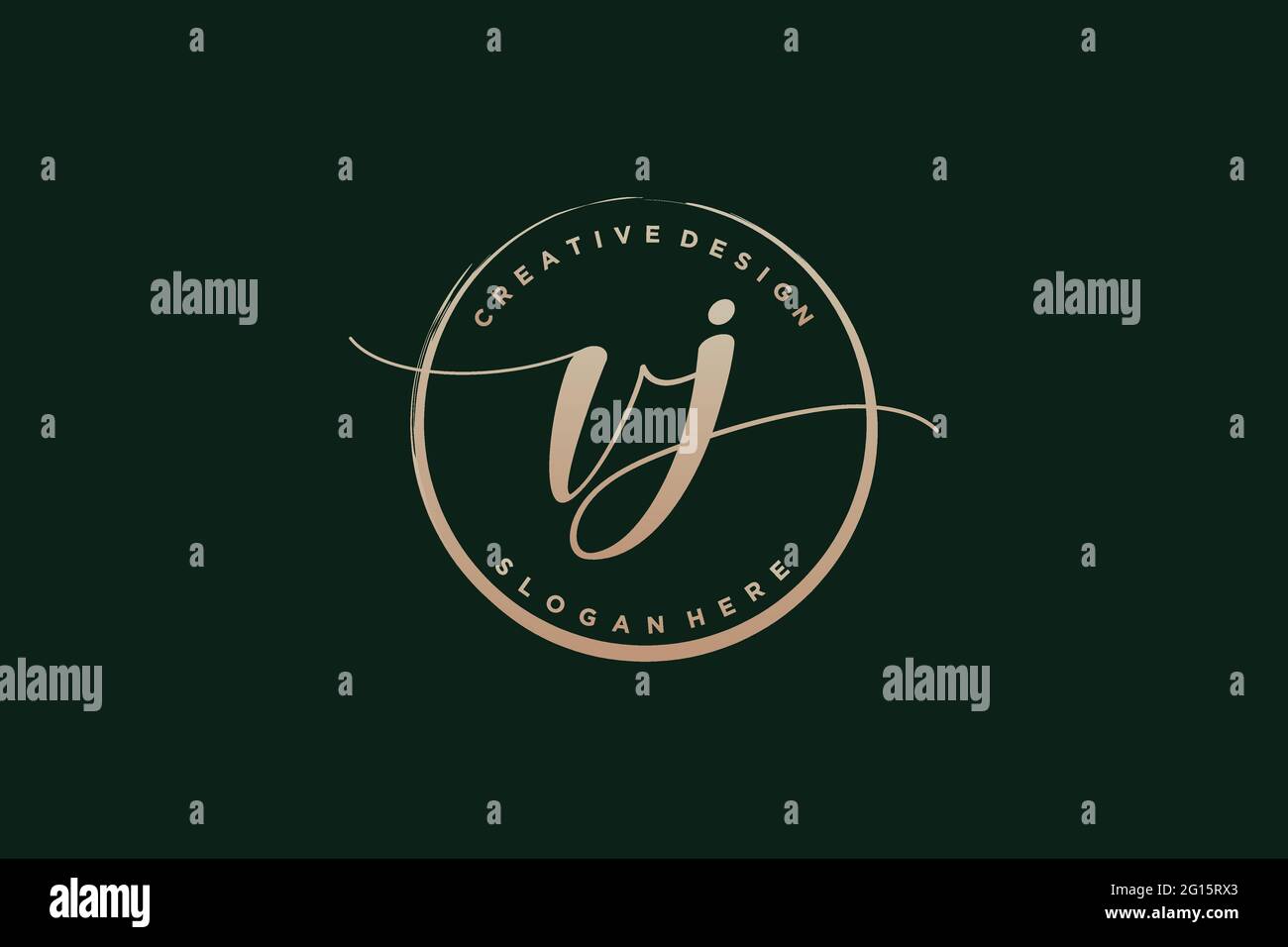 VJ handwriting logo with circle template vector signature, wedding ...