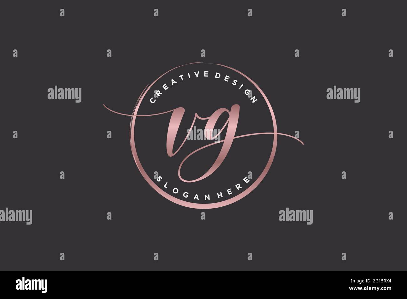 VG handwriting logo with circle template vector signature, wedding ...