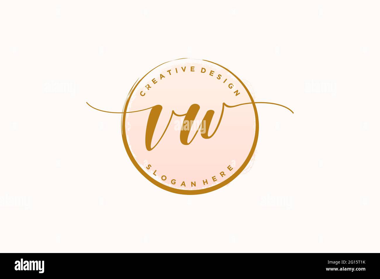 VW handwriting logo with circle template vector signature, wedding ...