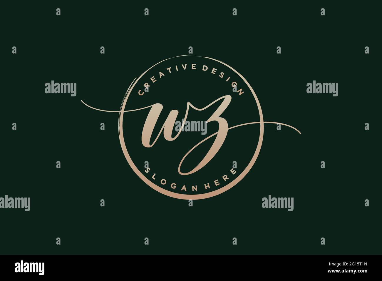 WZ handwriting logo with circle template vector signature, wedding ...