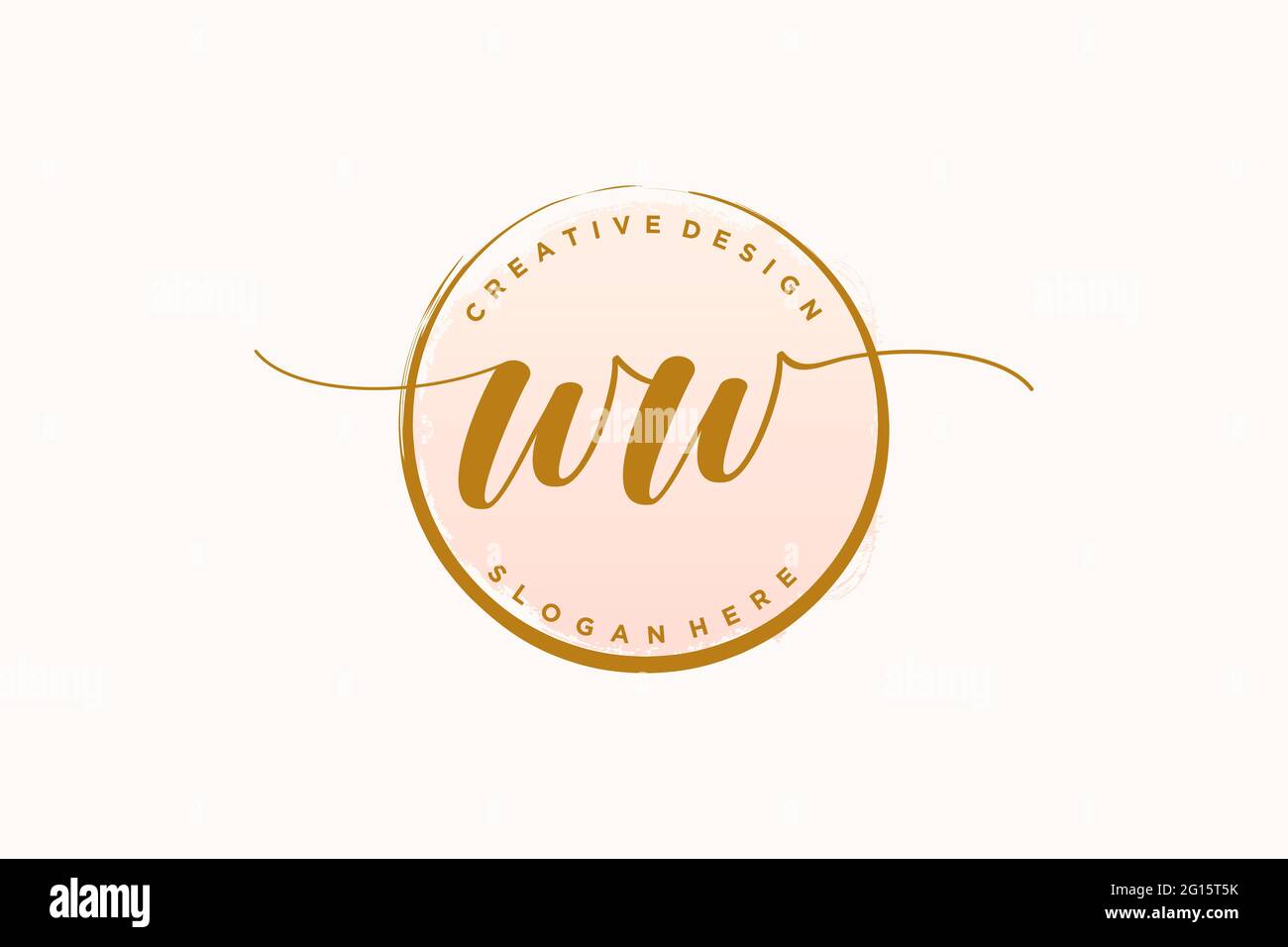 WW handwriting logo with circle template vector signature, wedding ...