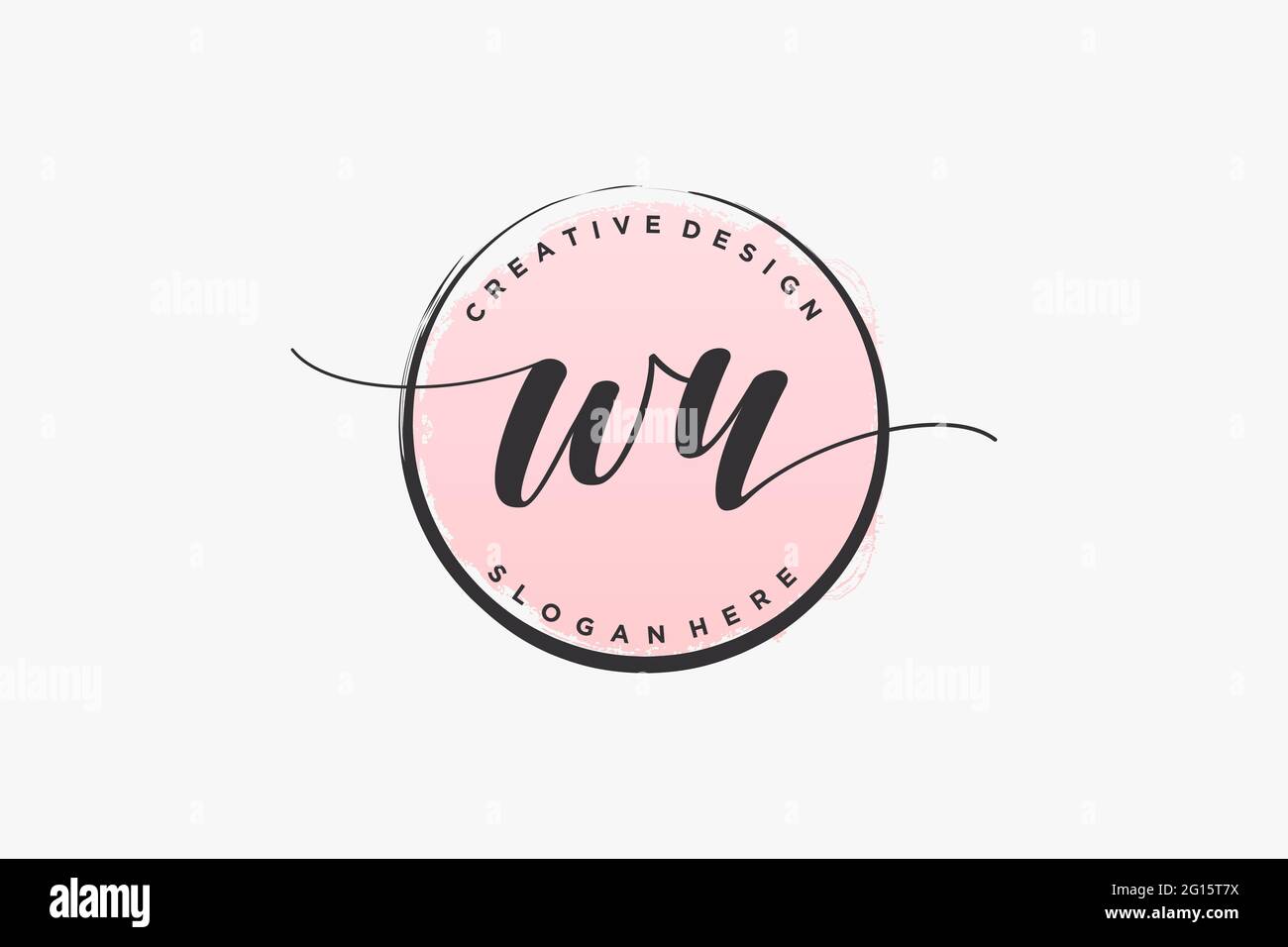 WU handwriting logo with circle template vector signature, wedding ...