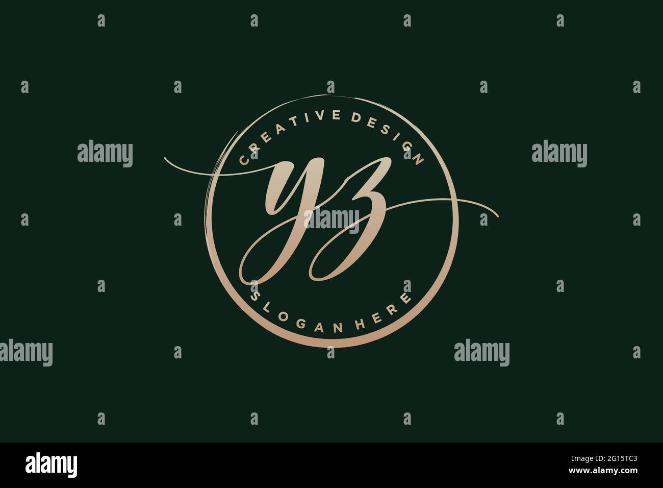 YZ handwriting logo with circle template vector signature, wedding ...