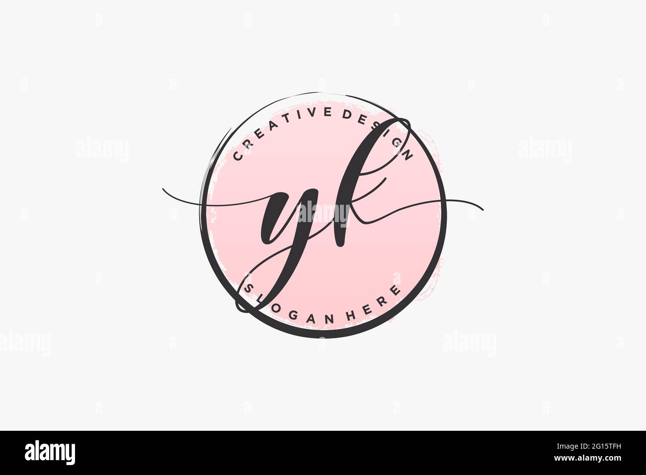 YK handwriting logo with circle template vector signature, wedding ...