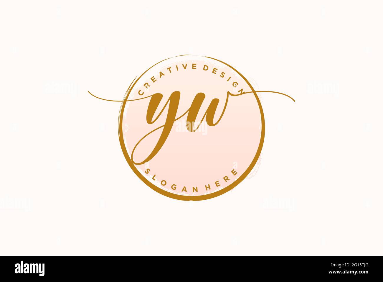 YW handwriting logo with circle template vector signature, wedding ...