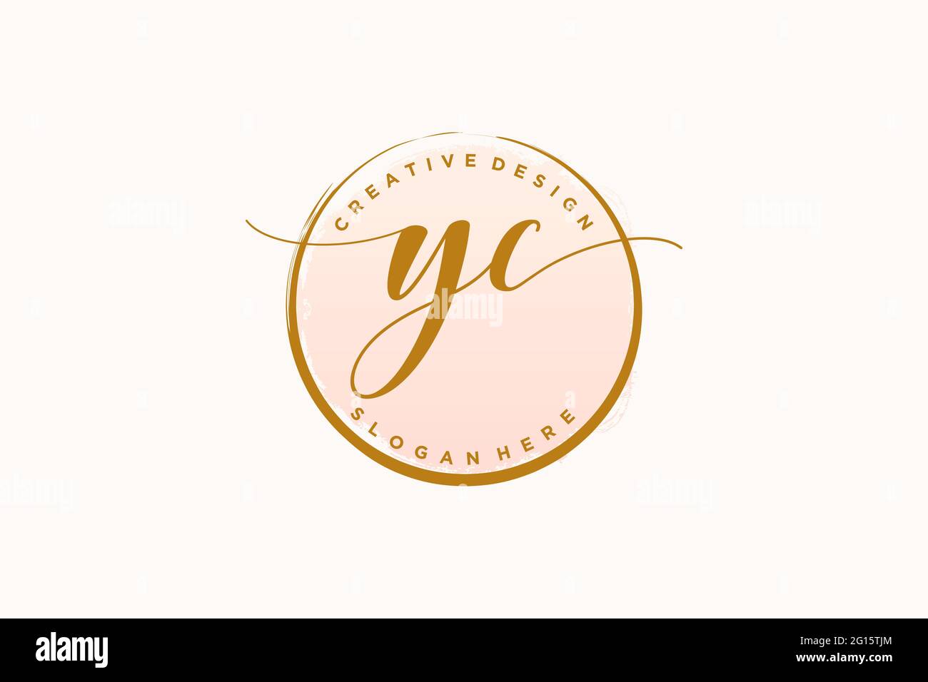 YC handwriting logo with circle template vector signature, wedding ...