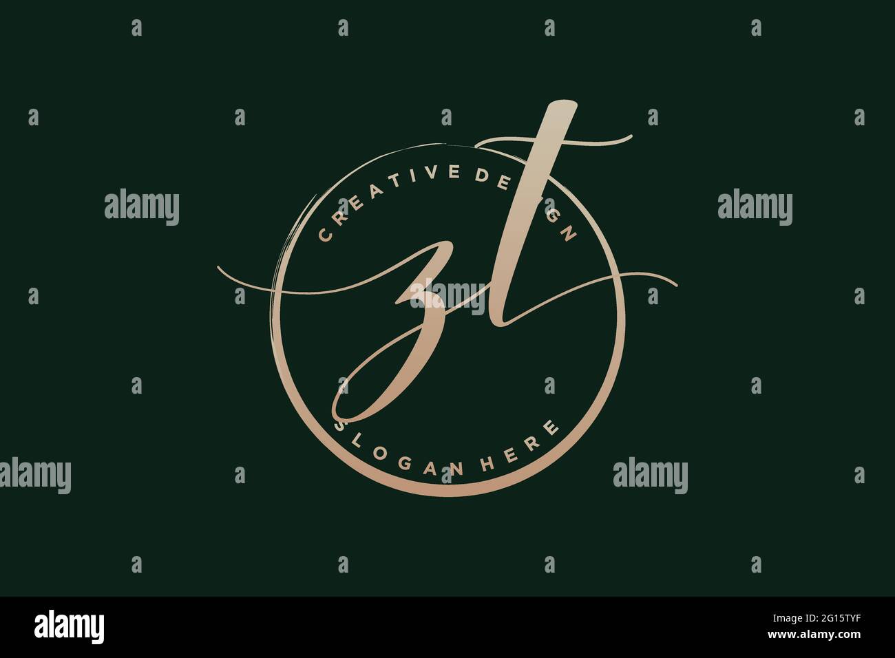 ZT handwriting logo with circle template vector signature, wedding ...