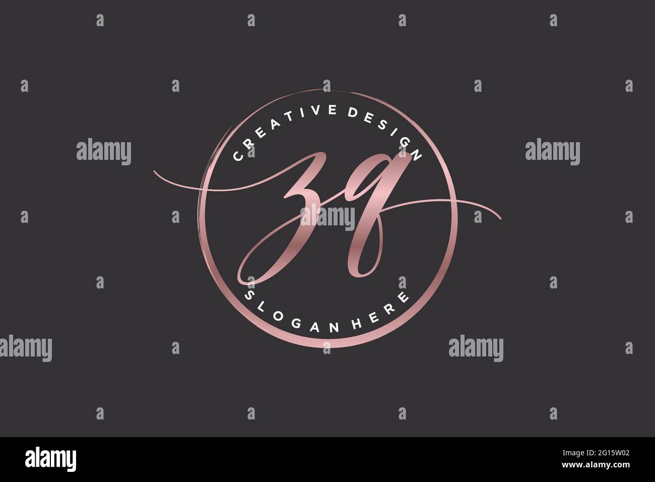 ZQ handwriting logo with circle template vector signature, wedding ...