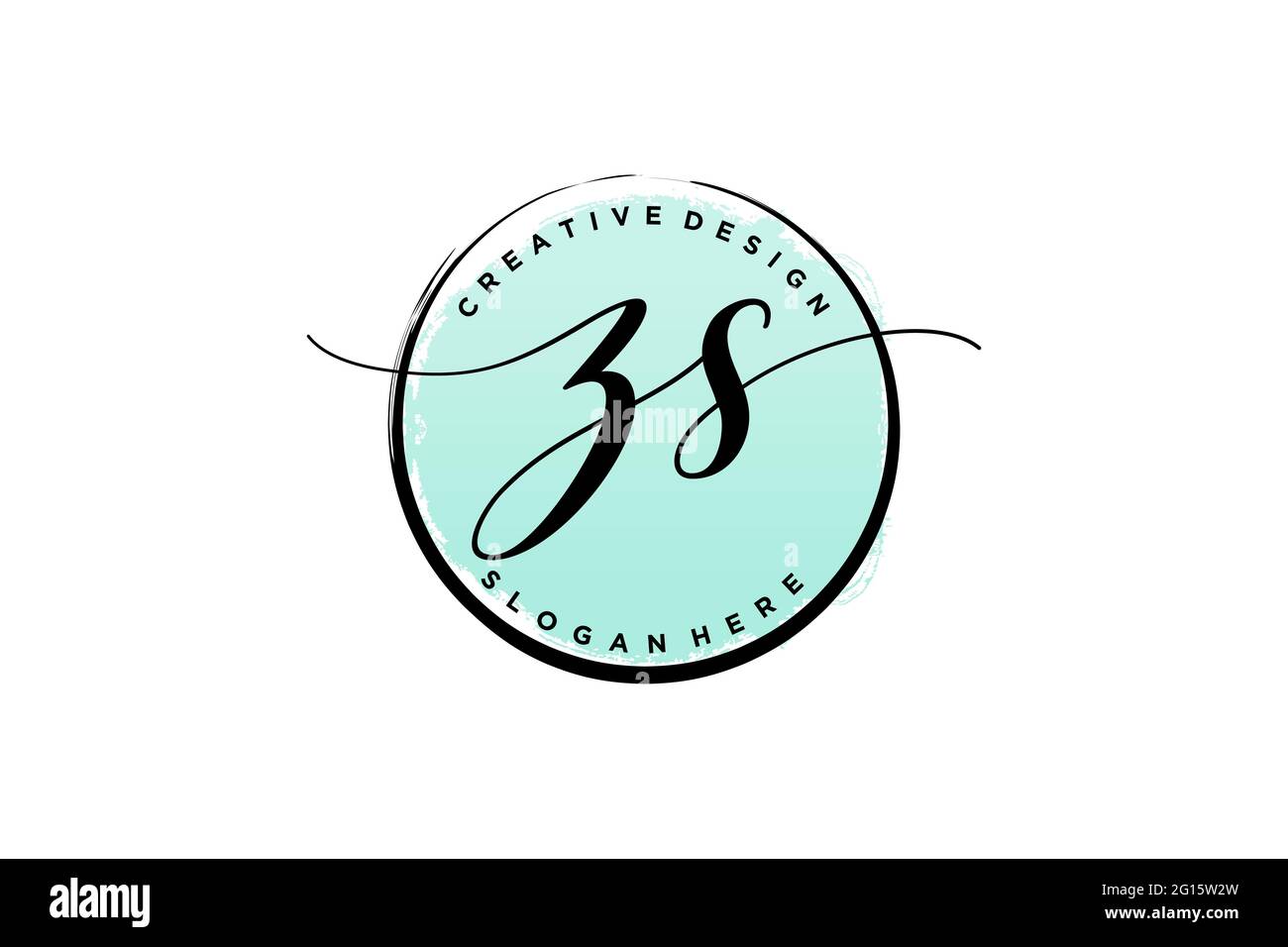 ZS handwriting logo with circle template vector signature, wedding ...