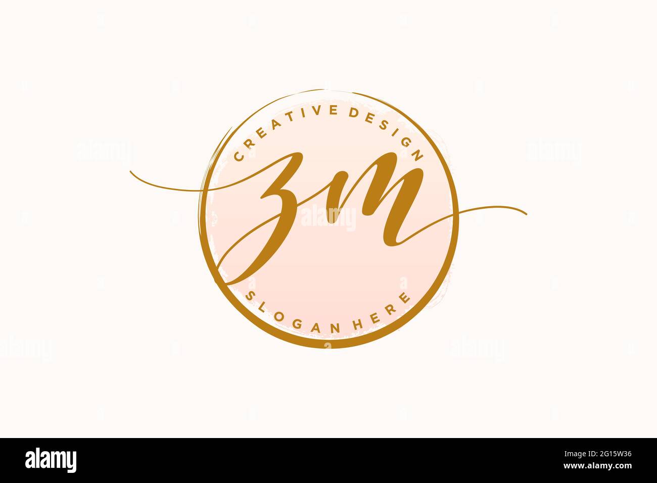 ZM handwriting logo with circle template vector signature, wedding, fashion, floral and botanical with creative template. Stock Vector
