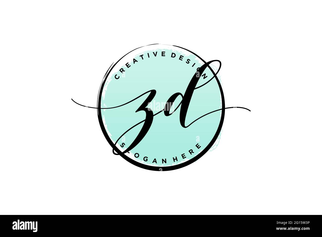 ZD handwriting logo with circle template vector signature, wedding ...