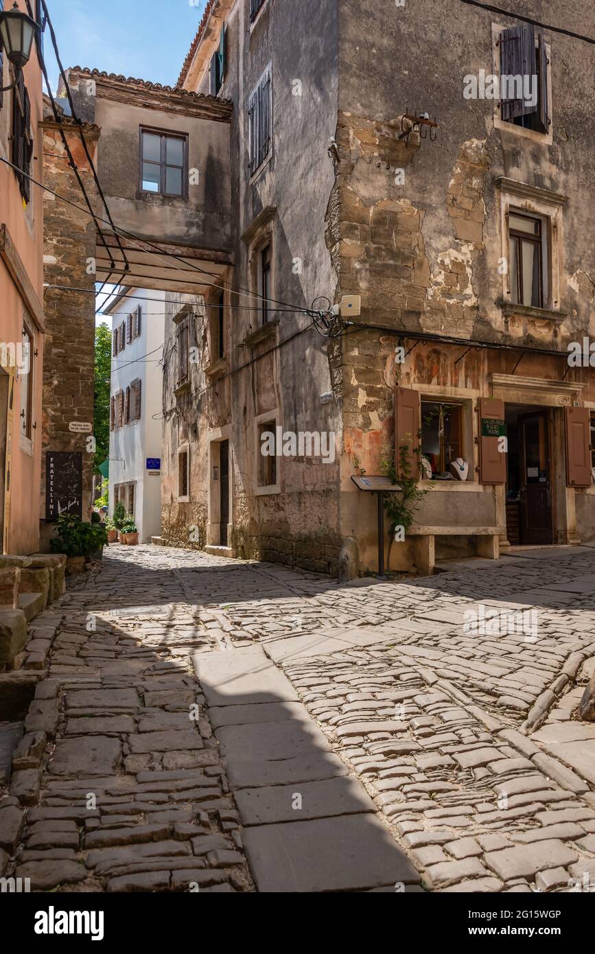Views and Impressions of the little artists Village Groznjan, Istria, Croatia Stock Photo