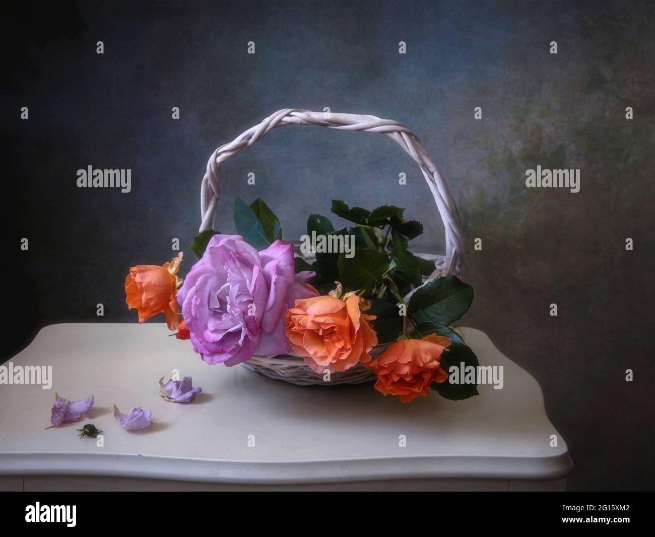 Still life with bouquet of beautiful roses Stock Photo - Alamy