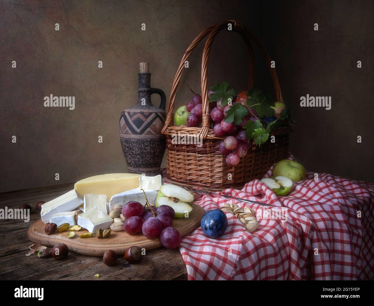 Still life with fruits and wine glass Stock Photo - Alamy