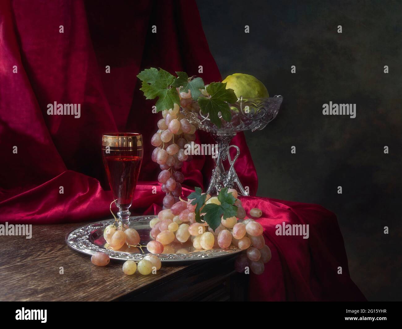 Still life with fruits and wine glass Stock Photo - Alamy