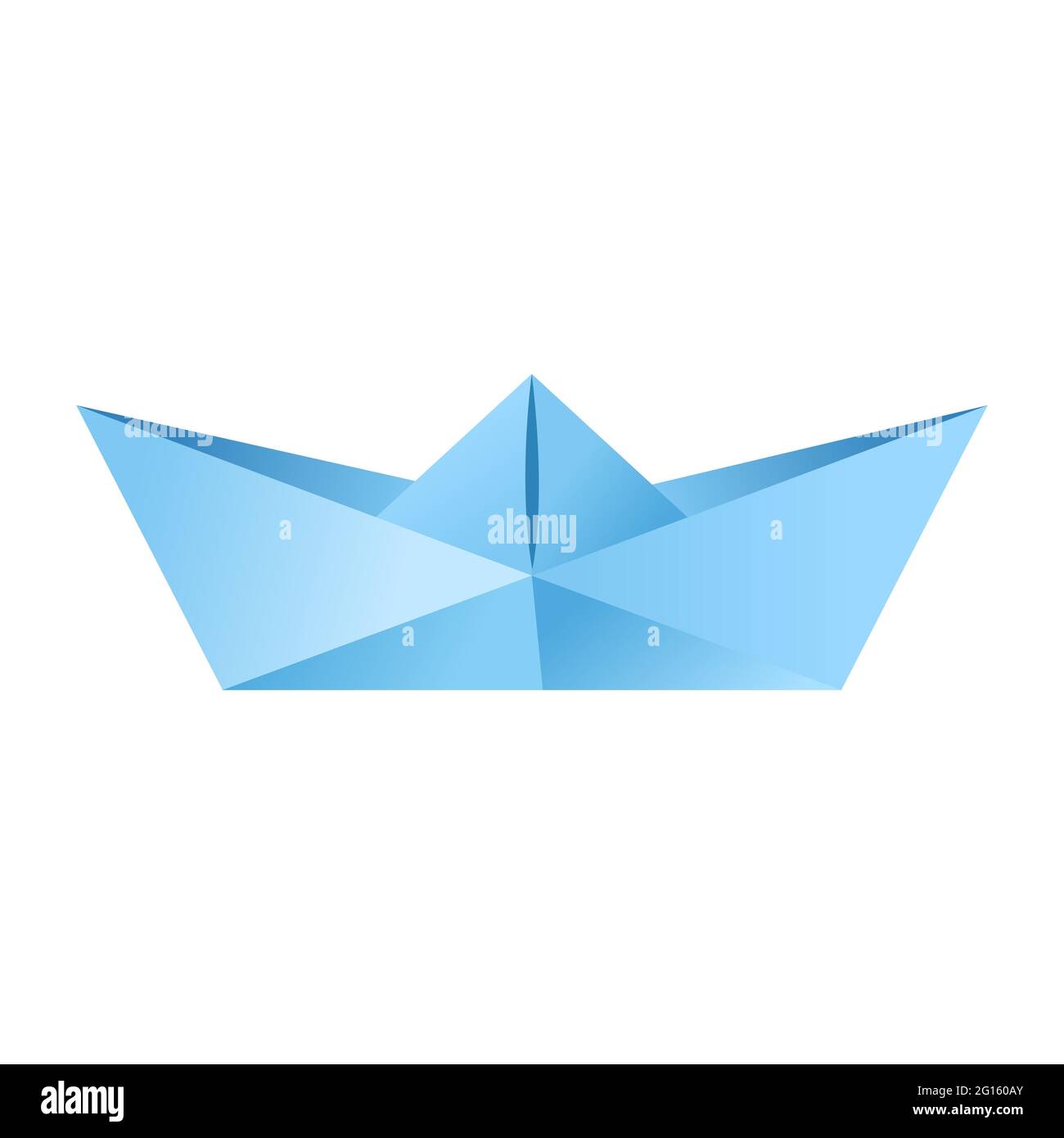 Paper origami shape - boat. The Japanese art of folding paper figures is a hobby, needlework. Stock Vector