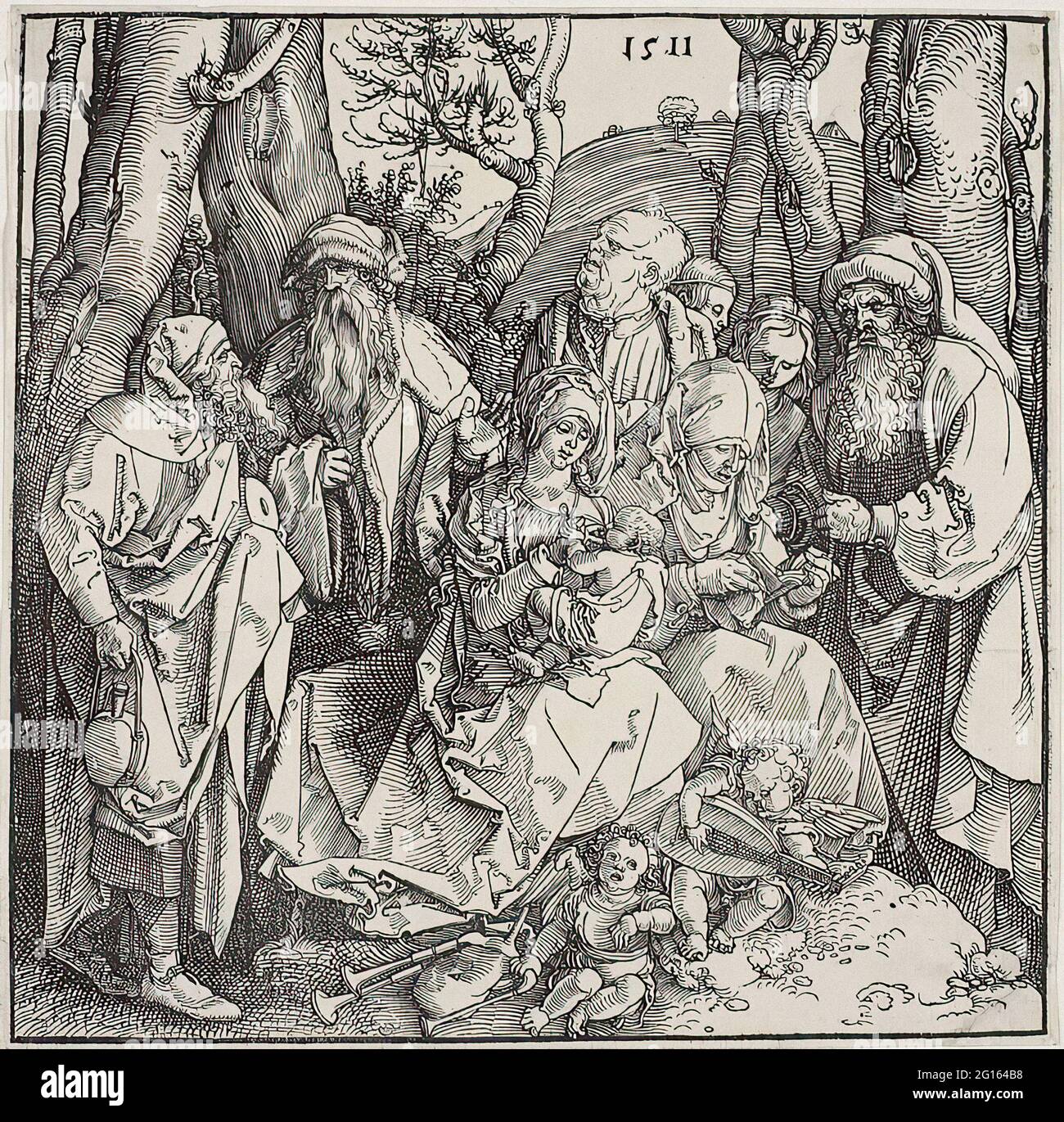 Albrecht Dürer -  Holy Kinship Two Musical Angels Stock Photo