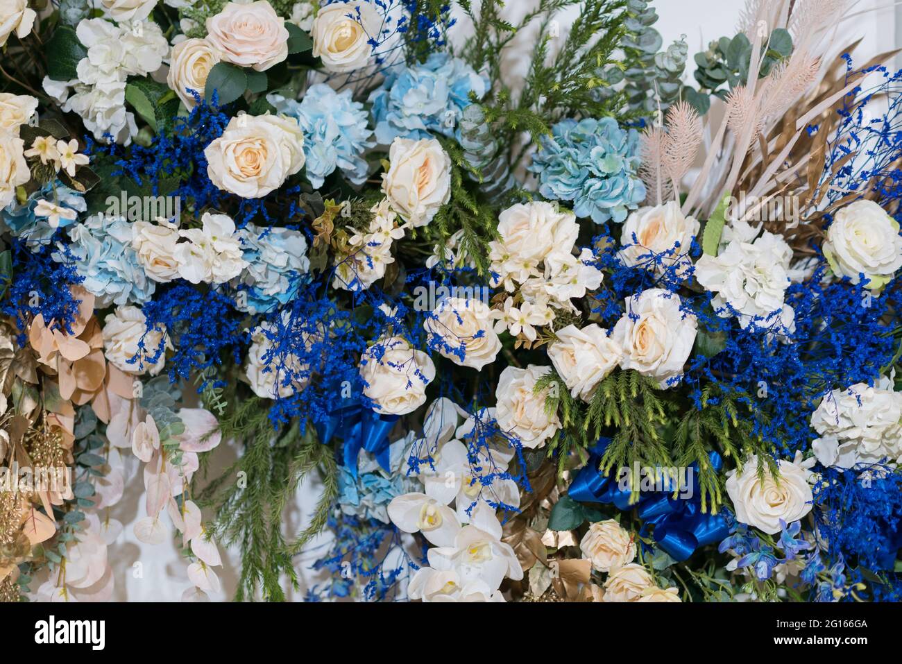 Wedding backdrop background, flower decoration Stock Photo Alamy