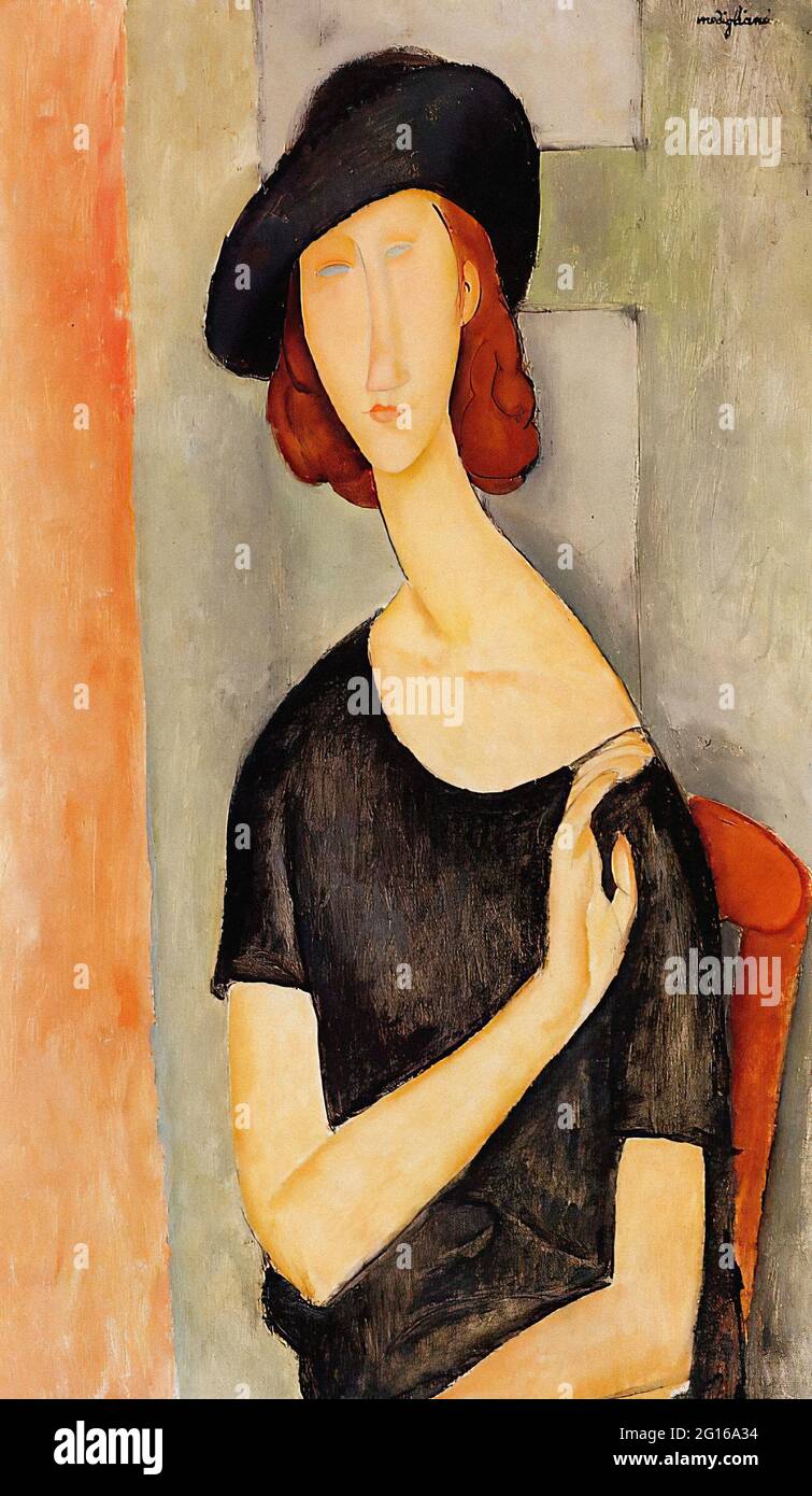 Amedeo Modigliani -  Jeanne Hebuterne Hat C 1919 Stock Photo