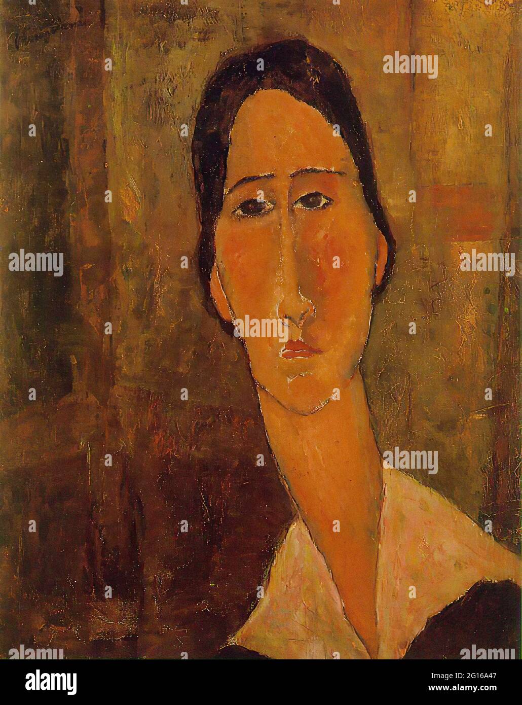 Amedeo Modigliani -  Jeanne Hebuterne with White Collar 1919 Stock Photo