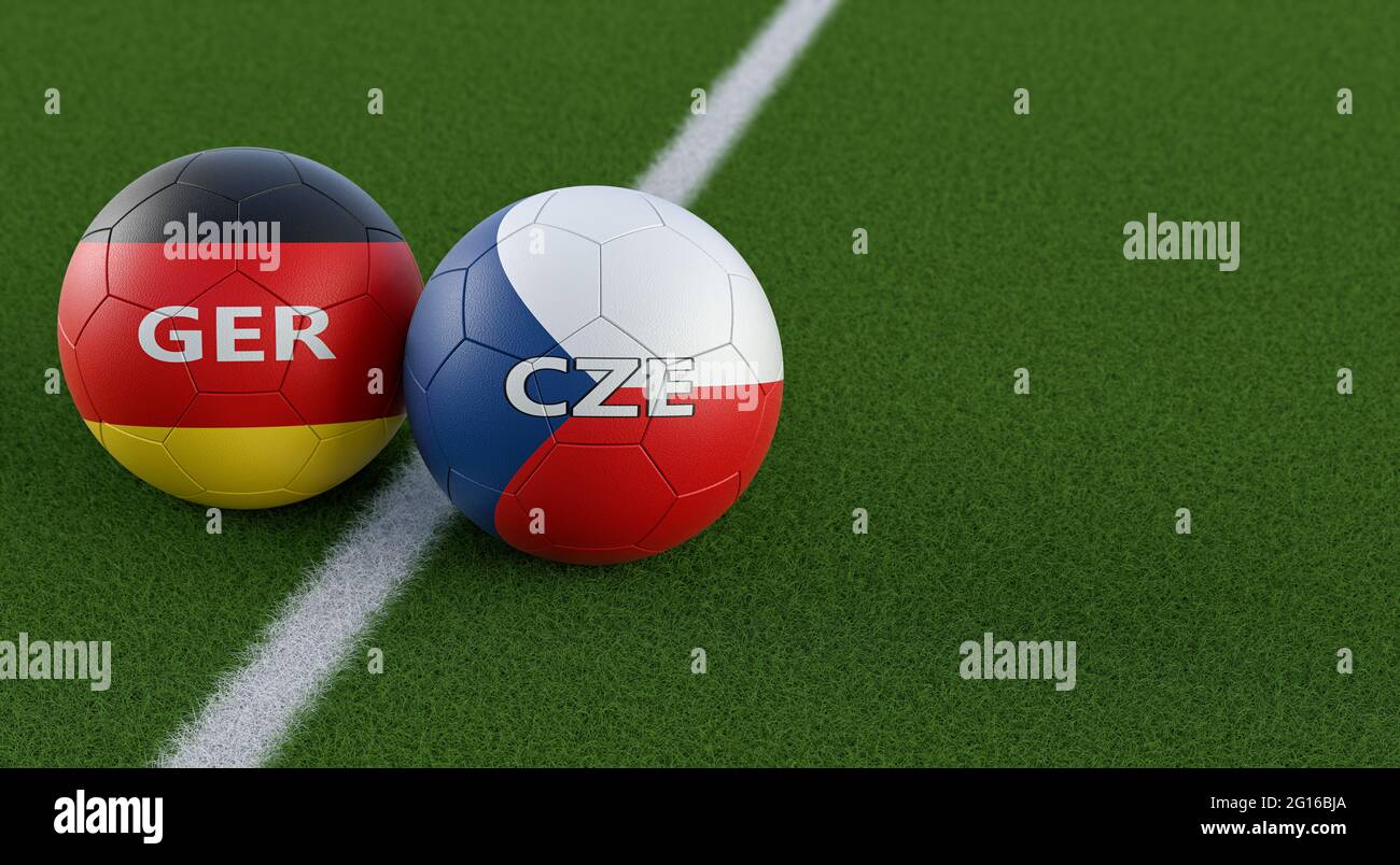 Germany vs. Czech Republic Soccer Match Leather balls in German and