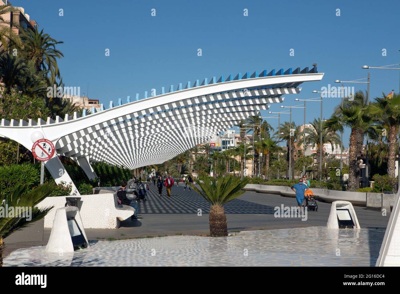 05-10-2021. Torrevieja, Alicante, Spain. The Paseo Vista Alegre is located next to the Nautical Club and is a very popular tourist area. It is a stree Stock Photo