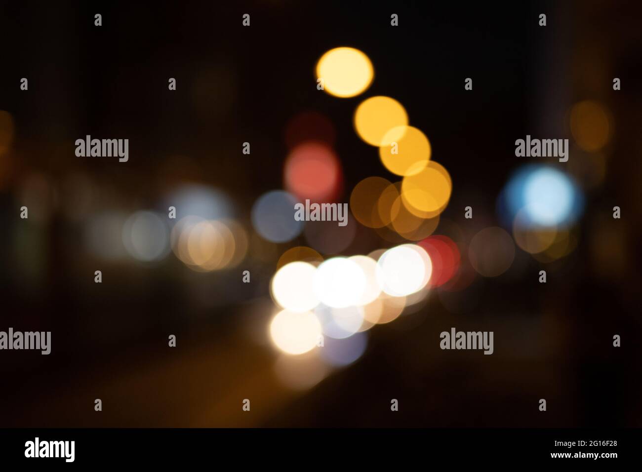 abstract background with blurry city lights on the street Stock Photo