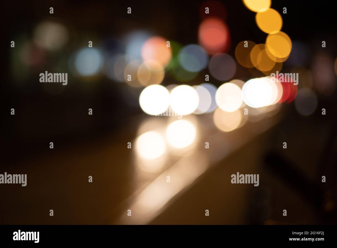 abstract background with blurry city lights on the street Stock Photo