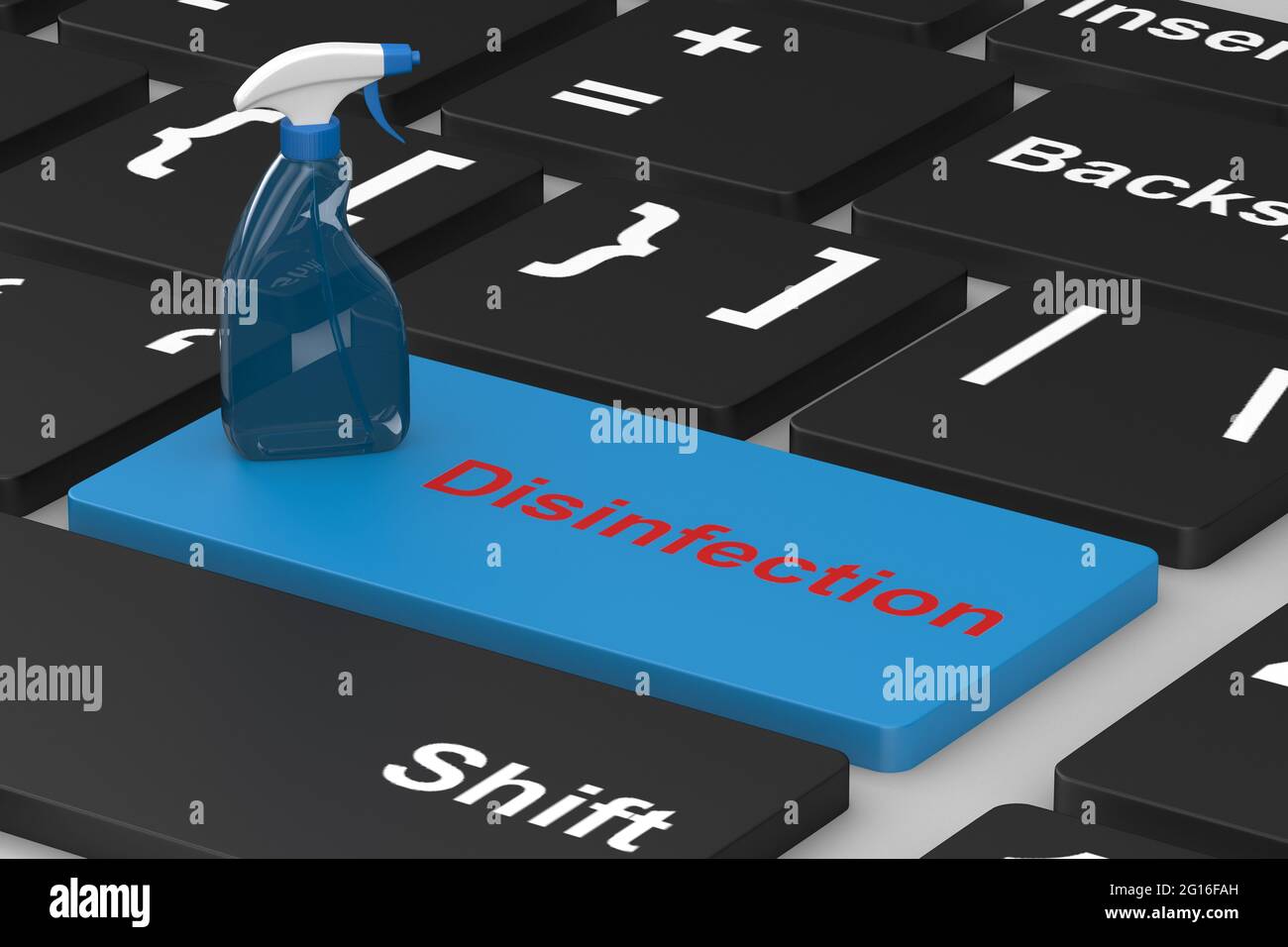 disinfectant spray on keyboard. 3d illustration Stock Photo Alamy