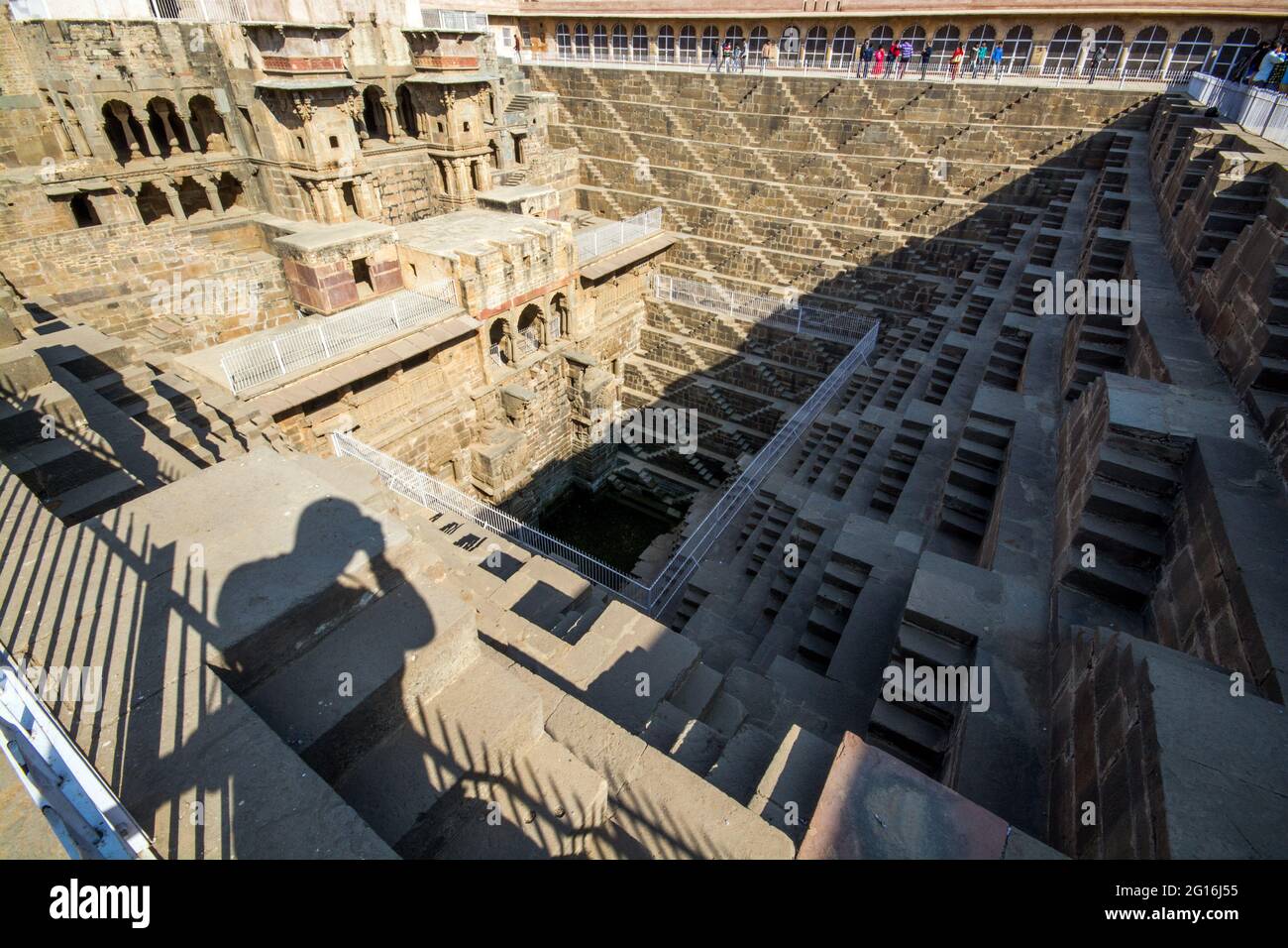 Chand Baori at Abhaneri Village in Rajasthan is the most photogenic step well of India.Yes, it is older than Taj Mahal, Khajuraho Temples. Stock Photo