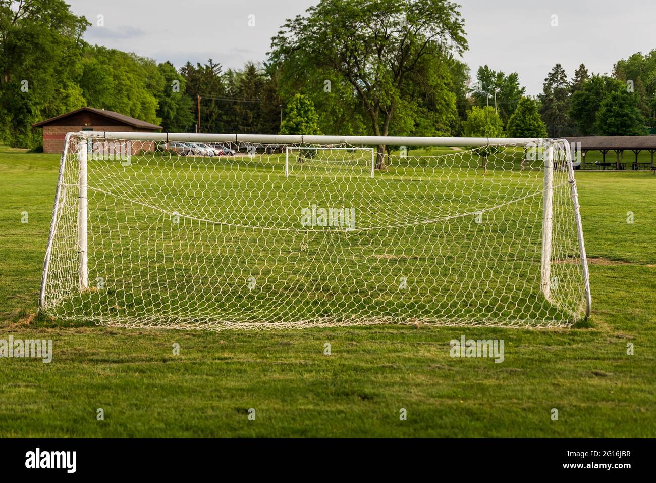 A View Of A Youth Soccer Field In A City Park Stock Photo Alamy