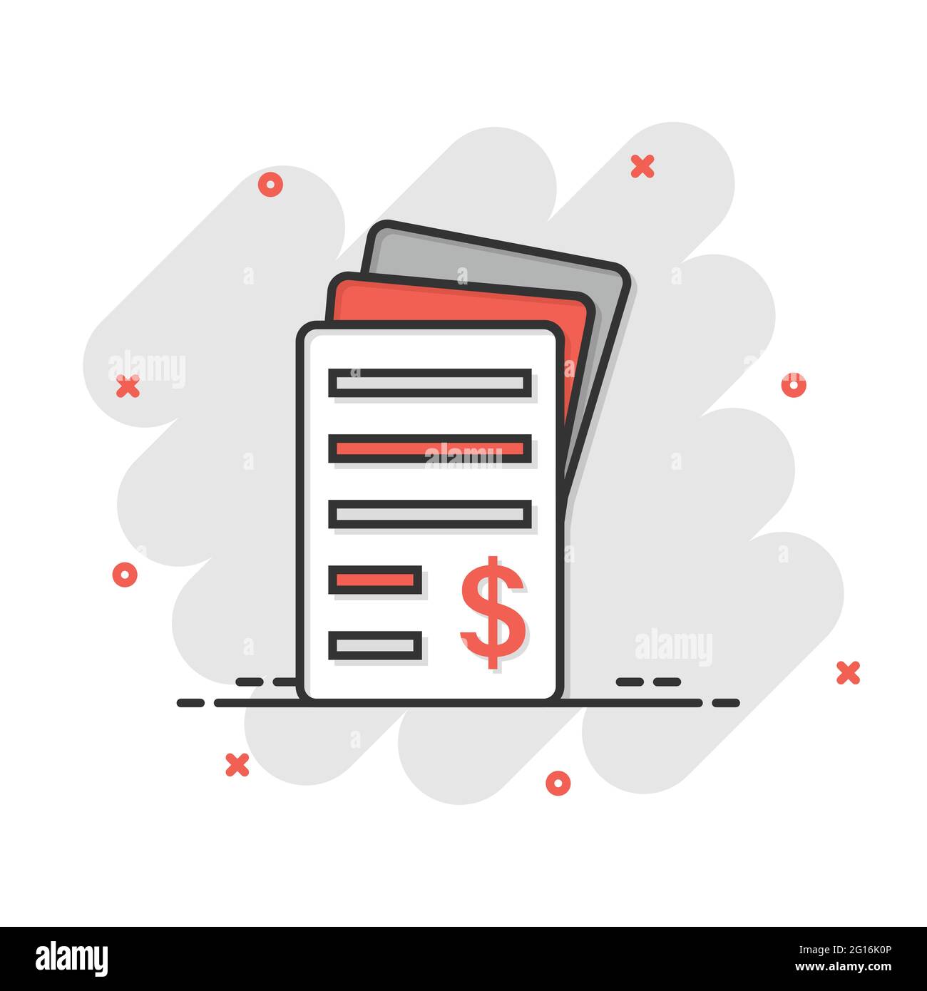 Financial statement icon in comic style. Document cartoon vector ...